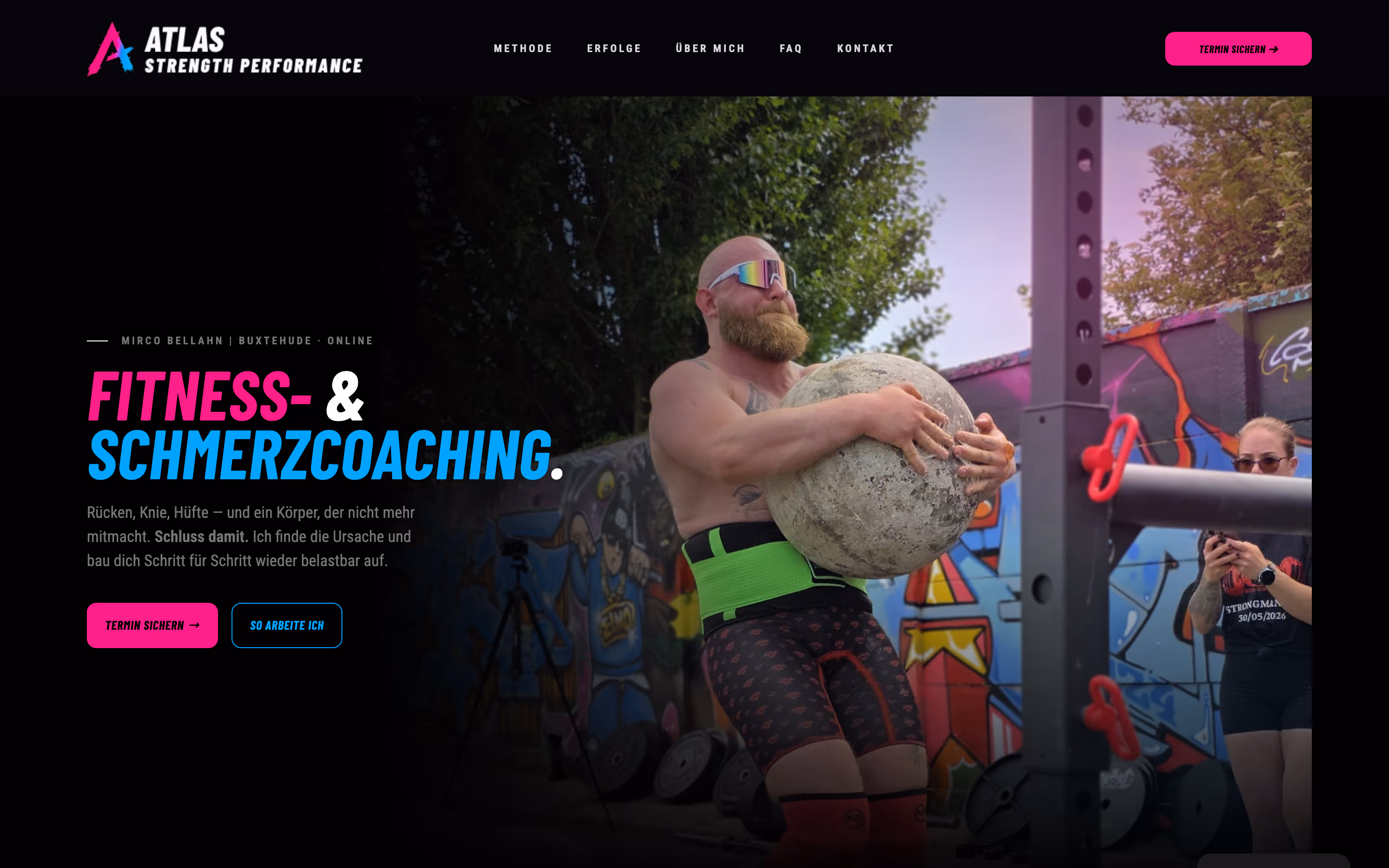 Startseite von Atlas Strength Performance im Browser
