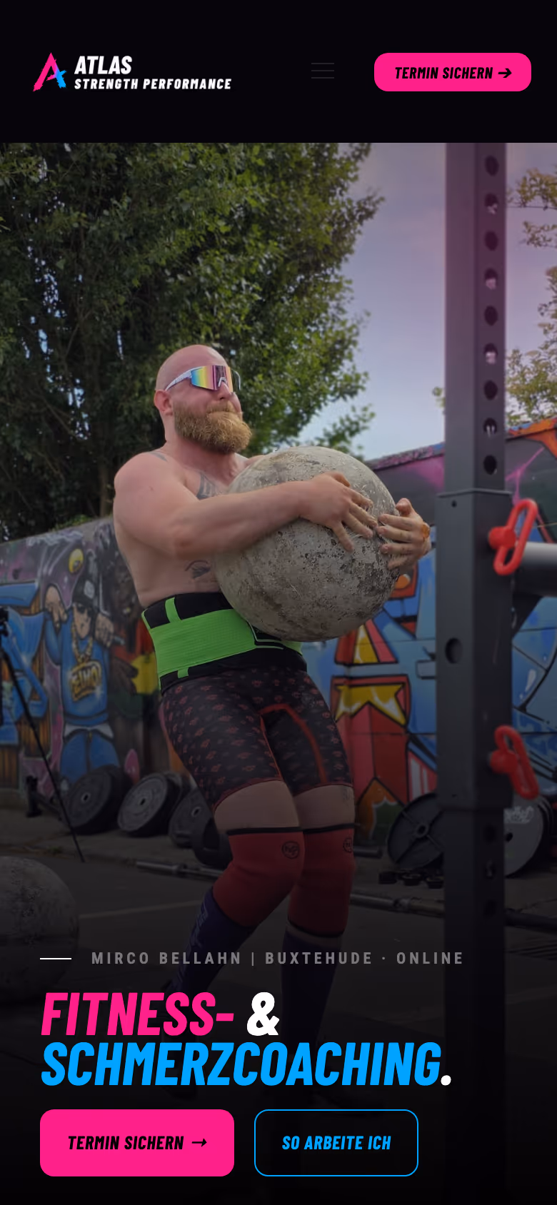 Startseite von Atlas Strength Performance auf dem Handy