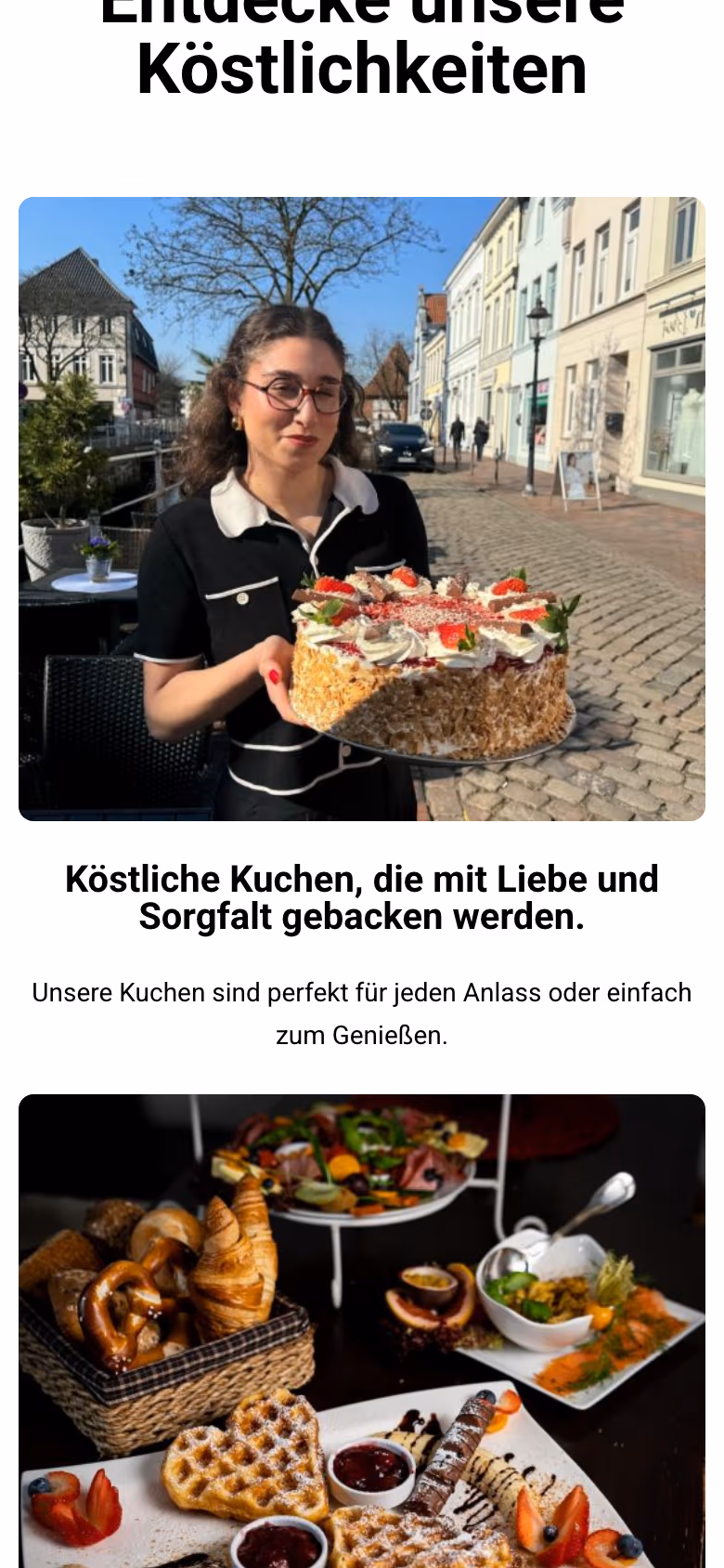 Ausschnitt weiter unten auf der Seite von Café Süße Sünde auf dem Handy