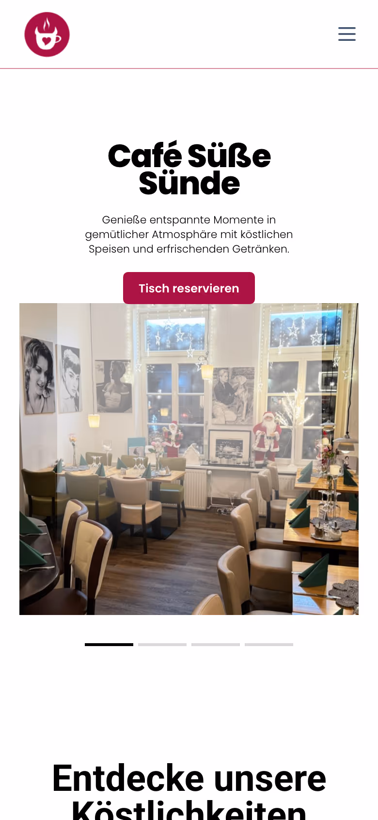 Startseite von Café Süße Sünde auf dem Handy
