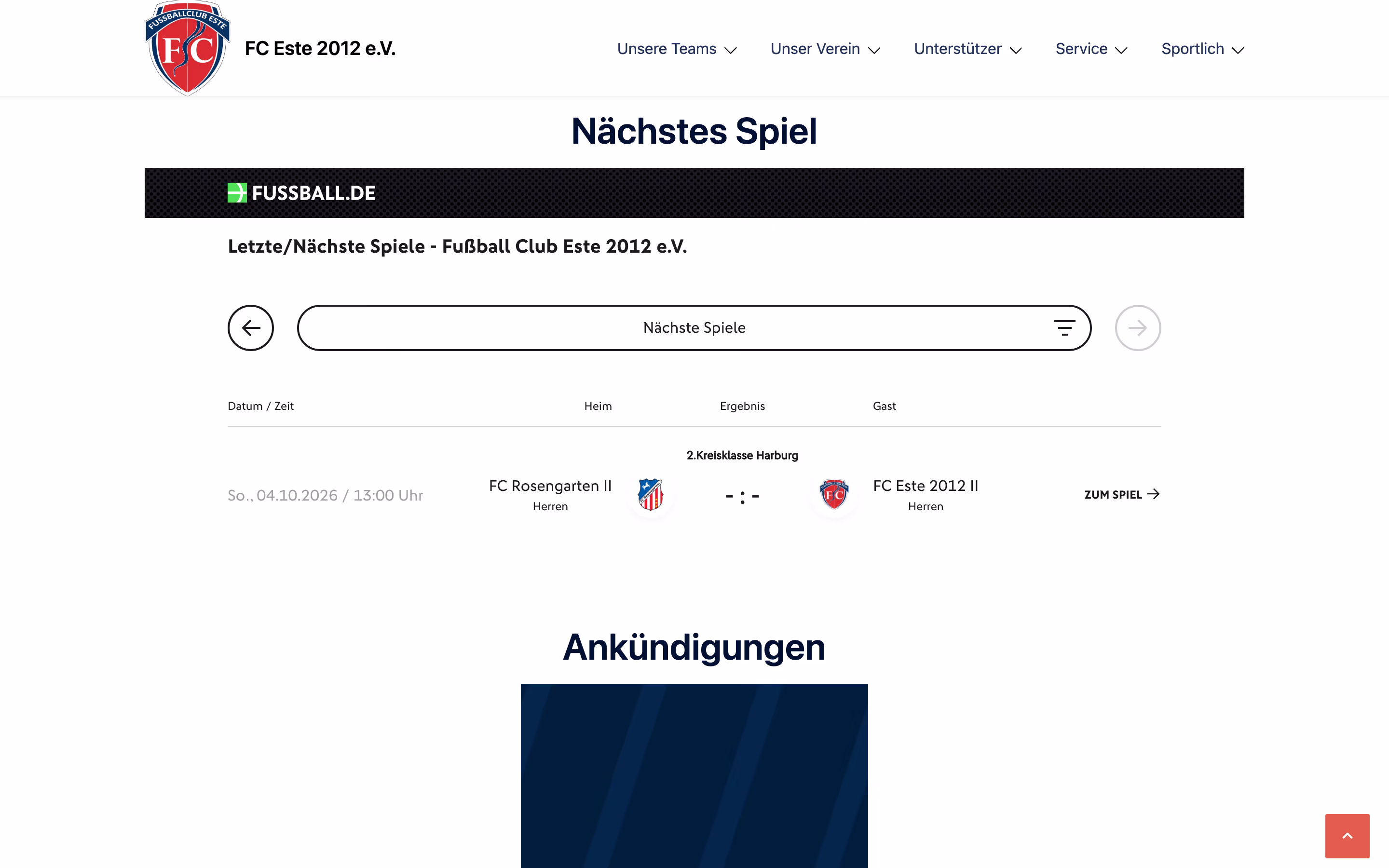 Ausschnitt weiter unten auf der Seite von FC Este