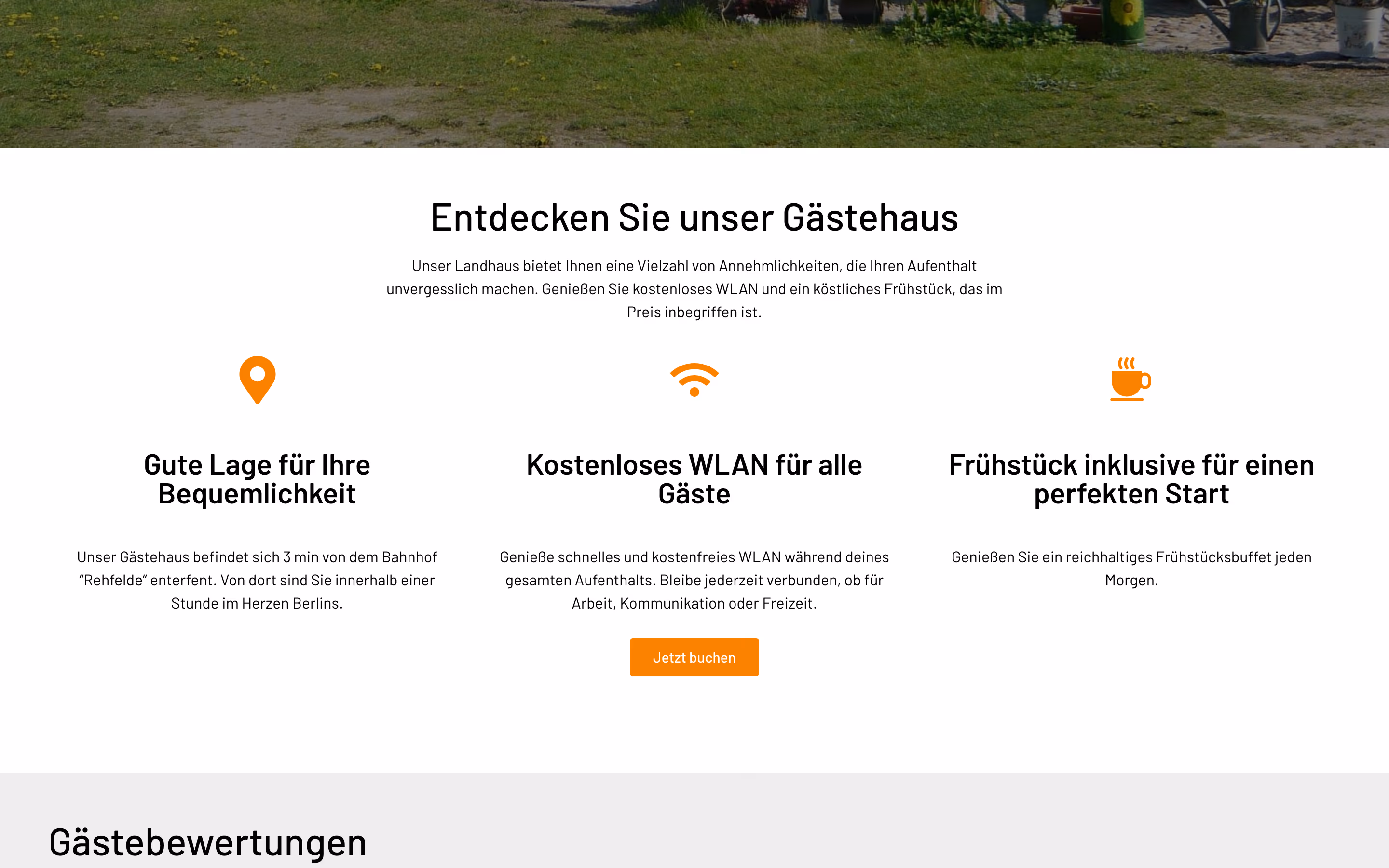 Ausschnitt weiter unten auf der Seite von Landhaus Garzau