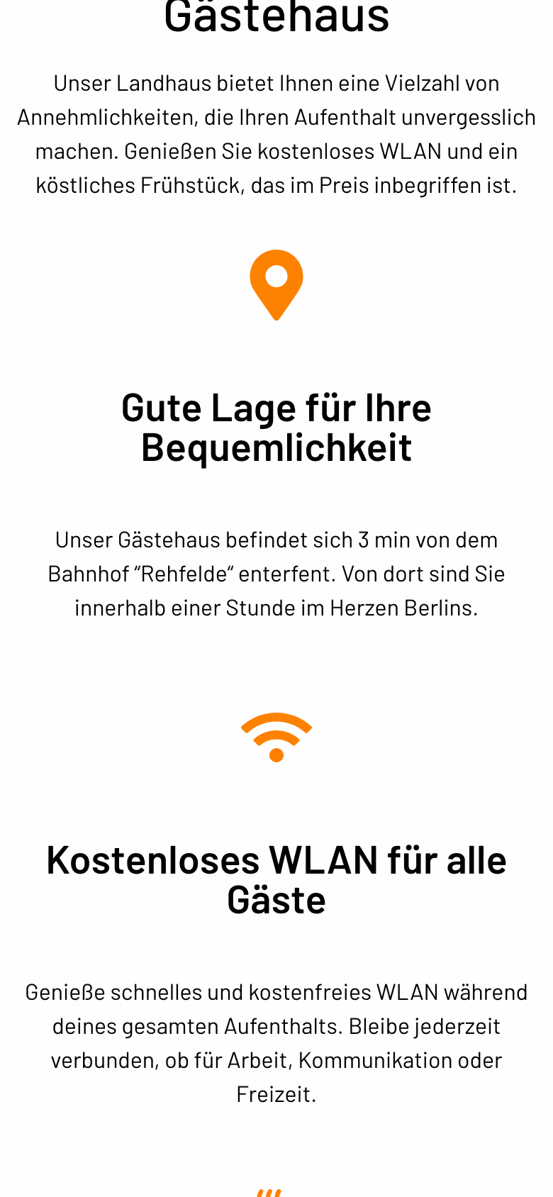 Ausschnitt weiter unten auf der Seite von Landhaus Garzau auf dem Handy