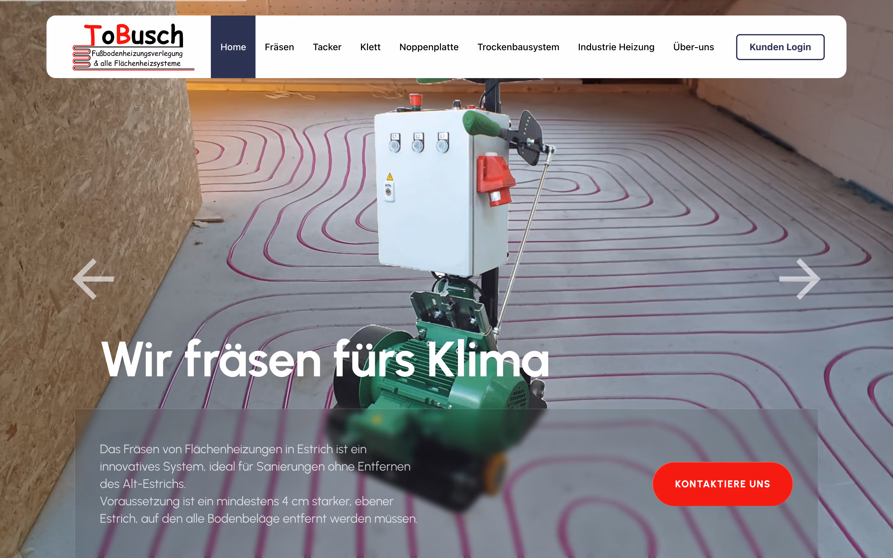 Startseite von Tobusch im Browser