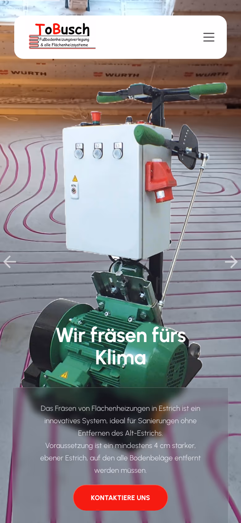 Startseite von Tobusch auf dem Handy